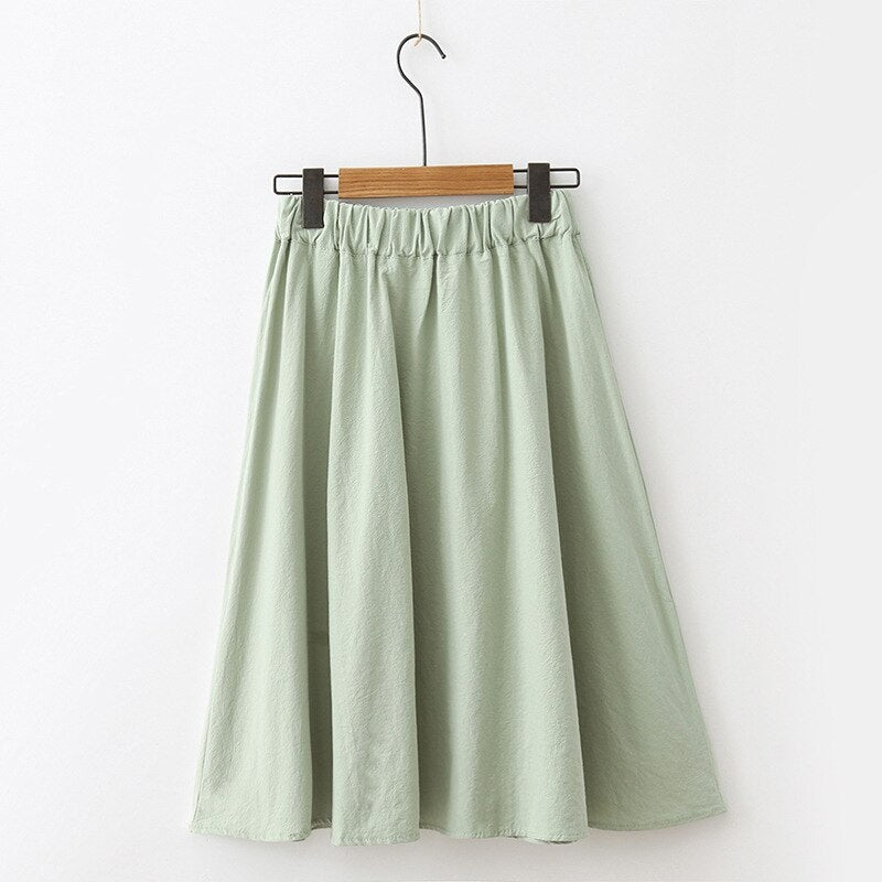 Casual Lace Up A Line Skirt With Button Mssza