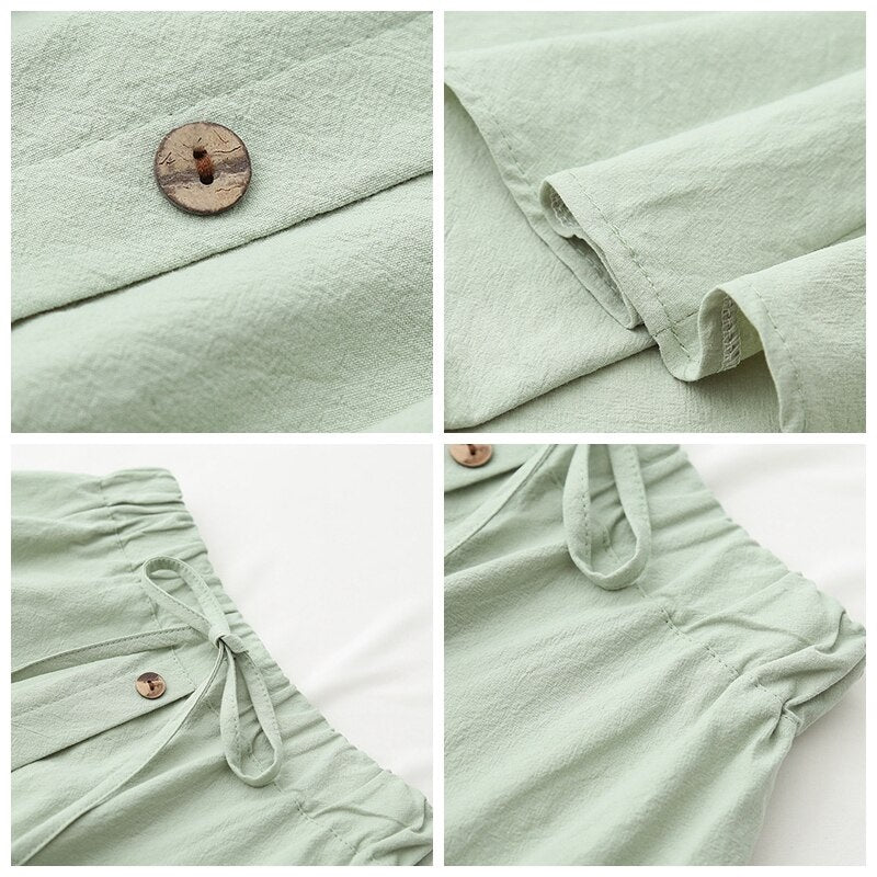 Casual Lace Up A Line Skirt With Button Mssza
