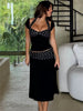 Casual Lace-Up Contrast Backless Cropped Top And High Waist Skirt 2 Piece-Set Mssza