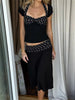 Casual Lace-Up Contrast Backless Cropped Top And High Waist Skirt 2 Piece-Set Mssza