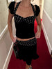 Casual Lace-Up Contrast Backless Cropped Top And High Waist Skirt 2 Piece-Set Mssza