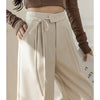 Casual Lace Up Straight Solid Color High Waisted Trousers Lady Chic Designer Leg Suit Pants Mssza