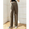 Casual Lace Up Straight Solid Color High Waisted Trousers Lady Chic Designer Leg Suit Pants Mssza