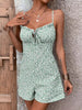 Casual Lace Up Suspender Top Pleated Chest Romper Playsuits Mssza