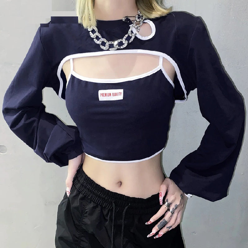 Casual Lantern Sleeve O-Neck Two Piece T Shirt Mssza