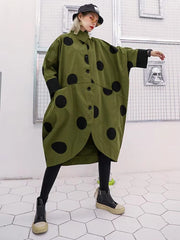 Casual Lapel Long Batwing Sleeve Dot Big Size Trench Tide Top Mssza