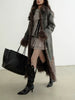 Casual Lapel Long Sleeve Spliced Lace Up Coat High Waist Loose Skirts Two Piece Set Mssza