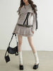 Casual Lapel Long Sleeve Spliced Lace Up Coat High Waist Loose Skirts Two Piece Set Mssza