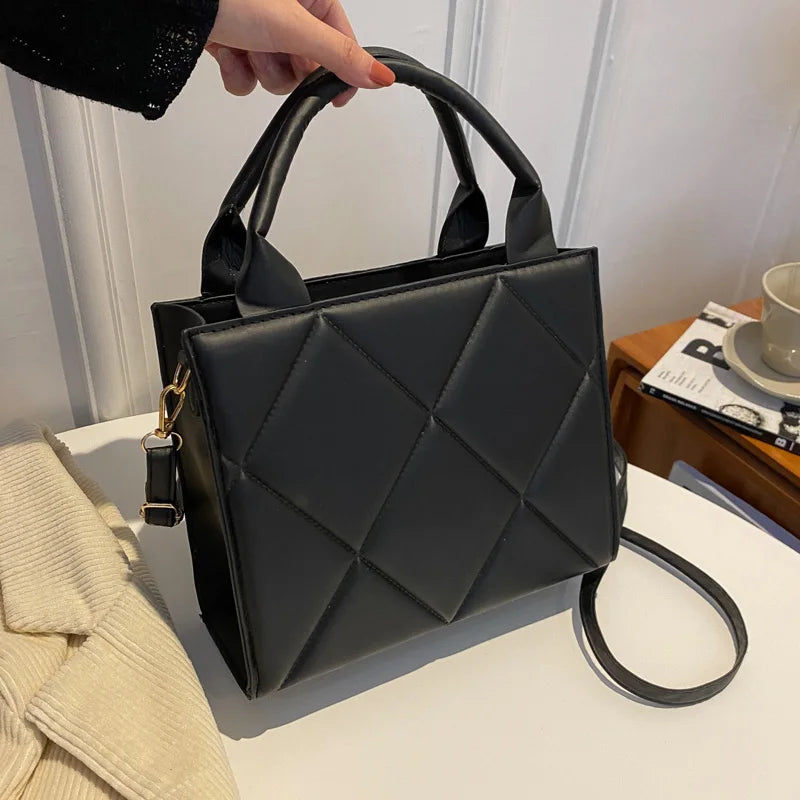Casual Large Capacity Appliques Top-handle Plaid Versatile Crossbody Shoulder Bags Mssza