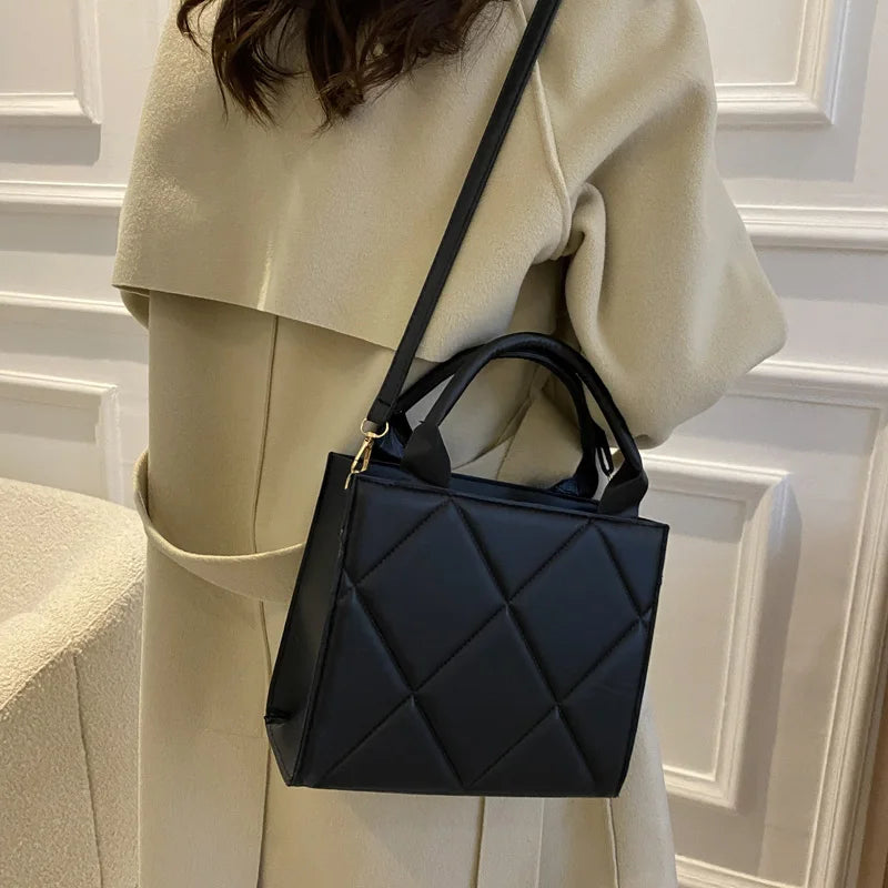 Casual Large Capacity Appliques Top-handle Plaid Versatile Crossbody Shoulder Bags Mssza