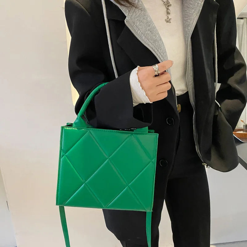 Casual Large Capacity Appliques Top-handle Plaid Versatile Crossbody Shoulder Bags Mssza