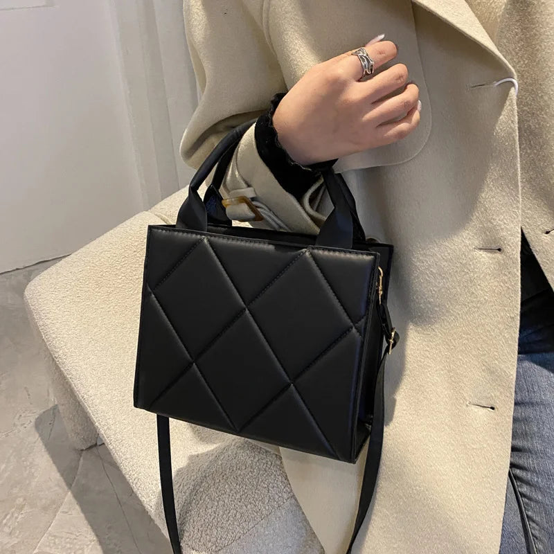 Casual Large Capacity Appliques Top-handle Plaid Versatile Crossbody Shoulder Bags Mssza