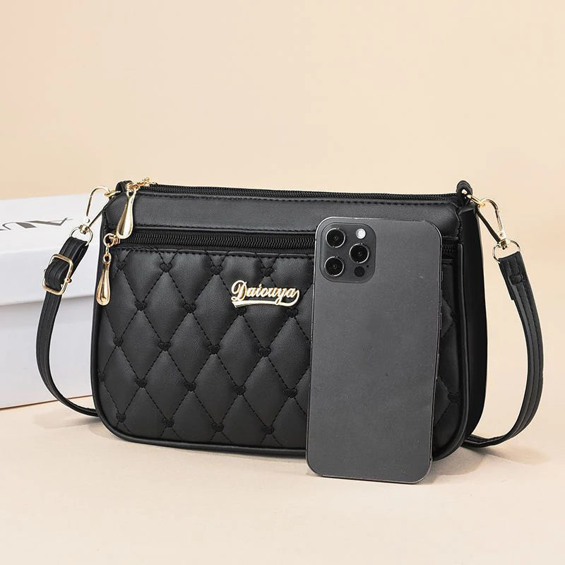 Casual Large Capacity Embroidery Thread Small Purse Zipper PU Leather Shoulder Crossbody Bags Mssza