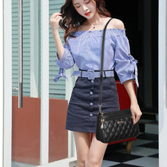 Casual Large Capacity Embroidery Thread Small Purse Zipper PU Leather Shoulder Crossbody Bags Mssza