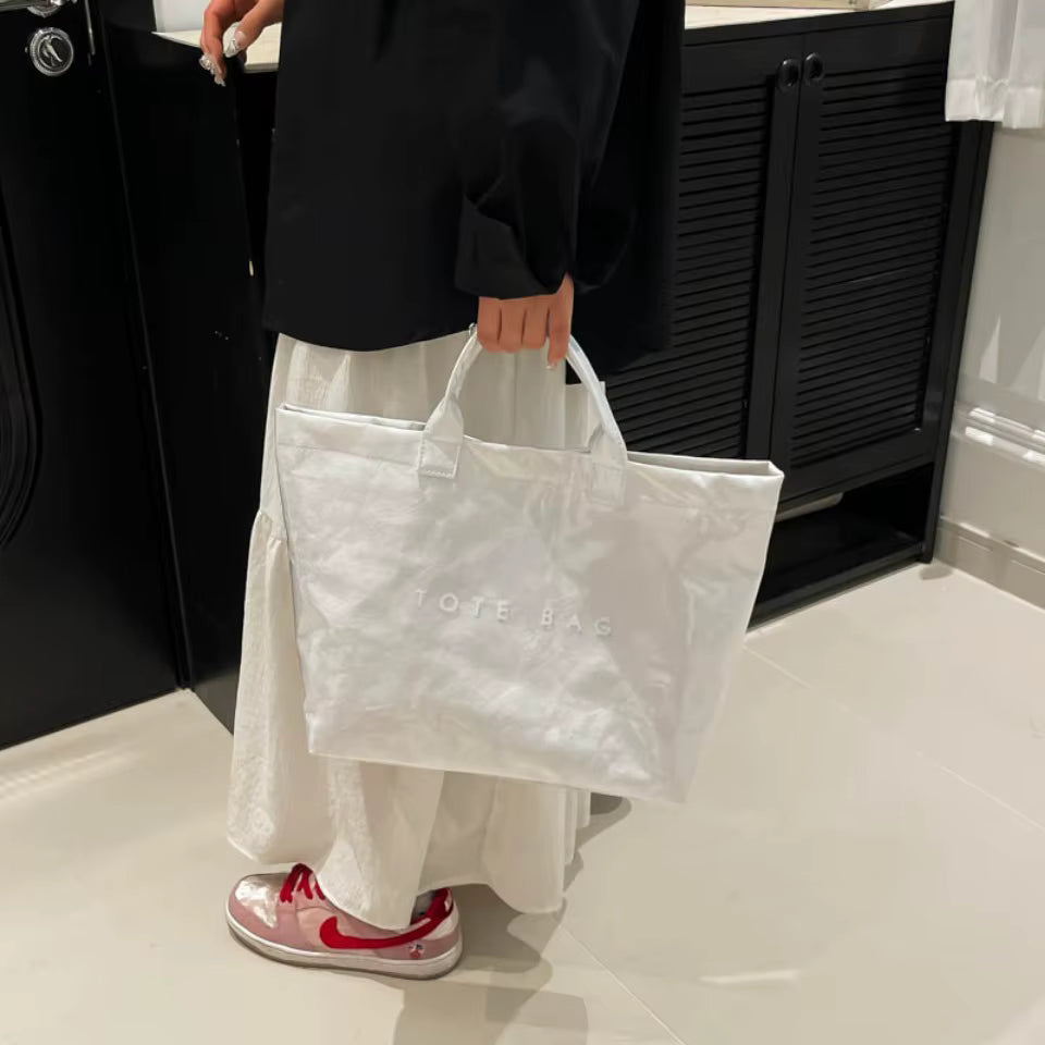 Casual Large Capacity Waterproof PVC Shopper Travel Top-Handle Tote Handbag Mssza