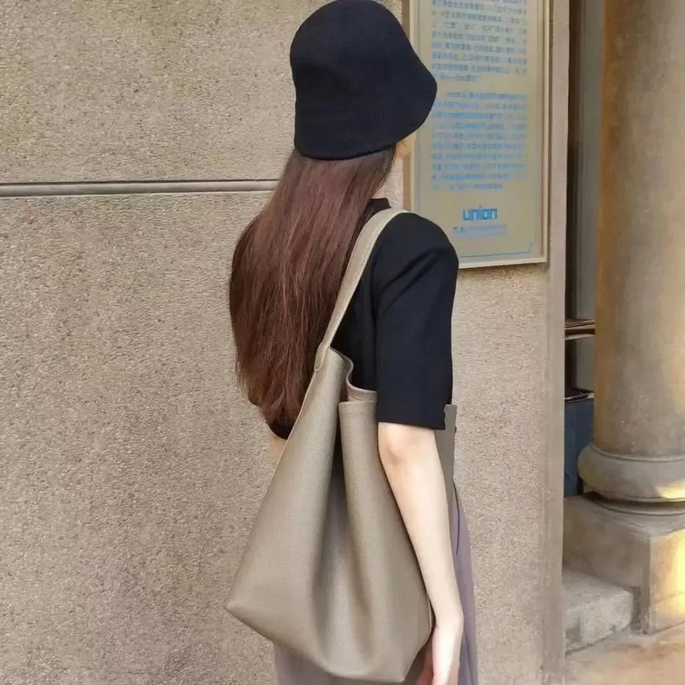 Casual Lazy Tote Leather Single Day pack Waist Pack Bucket Shoulder Bag Mssza