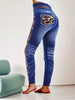 Casual Leopard And Fashionable Imitation Denim MID Waist Tight Pants Leggings Mssza