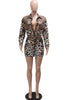 Casual Leopard Animal Print Skirt And Long Sleeve Shirt Top 2 Piece Set Mssza