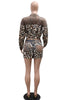 Casual Leopard Animal Print Skirt And Long Sleeve Shirt Top 2 Piece Set Mssza