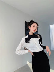 Casual Leopard Embroidered Button Long Sleeve Shirts Mssza