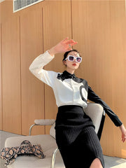 Casual Leopard Embroidered Button Long Sleeve Shirts Mssza