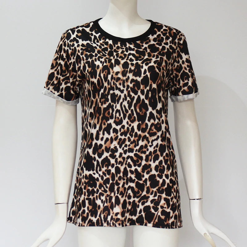 Casual Leopard Print Top T Shirt Mssza