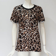 Casual Leopard Print Top T Shirt Mssza