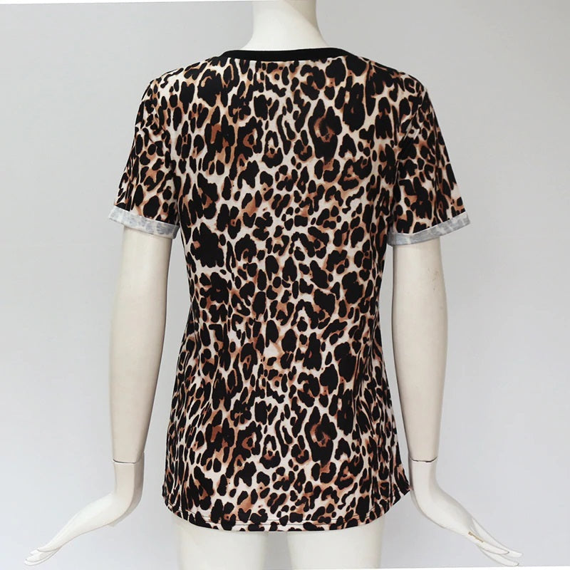 Casual Leopard Print Top T Shirt Mssza