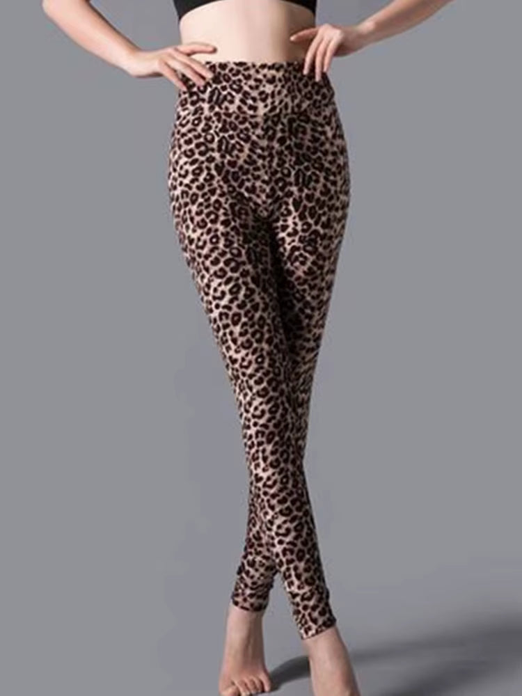 Casual Small Leopard Printed Sportwear Workout High Waist Leggings Mssza