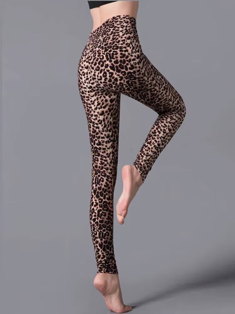 Casual Small Leopard Printed Sportwear Workout High Waist Leggings Mssza