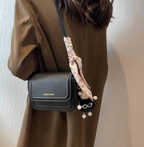 Casual Letter Leather Underarm Bag Small Square Satchel Shoulder Crossbody Bag Mssza