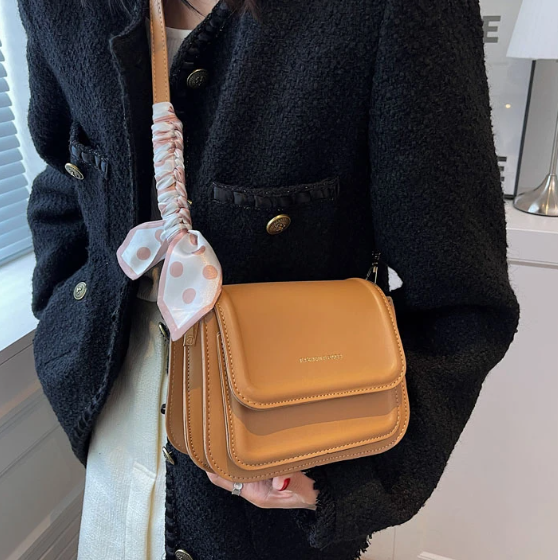 Casual Letter Leather Underarm Bag Small Square Satchel Shoulder Crossbody Bag Mssza