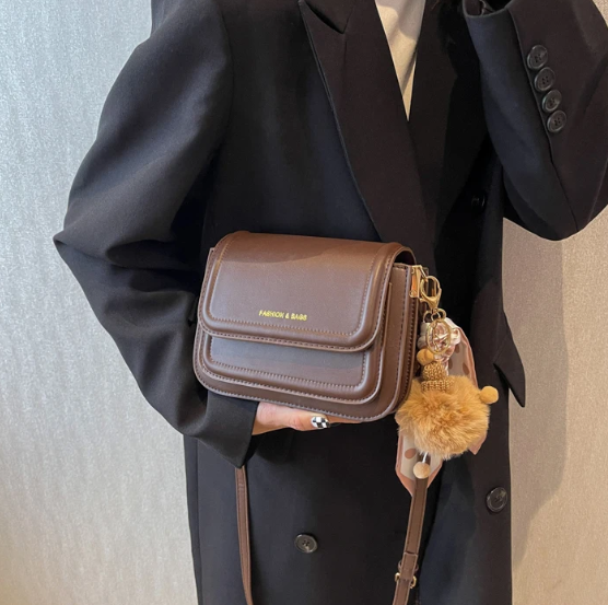 Casual Letter Leather Underarm Bag Small Square Satchel Shoulder Crossbody Bag Mssza