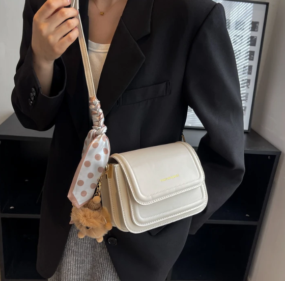 Casual Letter Leather Underarm Bag Small Square Satchel Shoulder Crossbody Bag Mssza