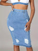 Casual Light Wrapped Hip Split Denim Thin Half Skirt Mssza