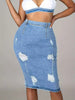 Casual Light Wrapped Hip Split Denim Thin Half Skirt Mssza