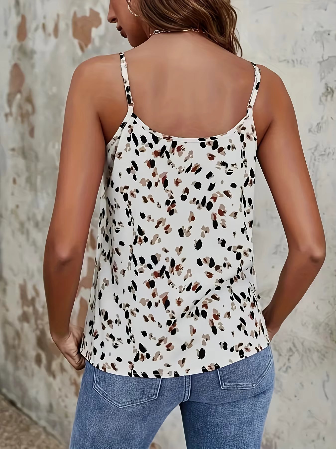 Casual Light and Breathable Printed Design V-Neck Printed Camisole Mssza