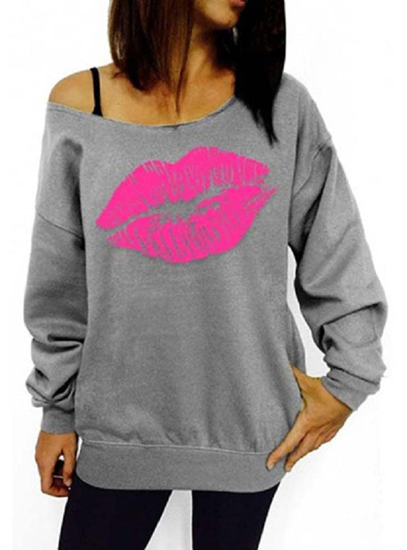 Casual Lipstick Logo Long Sleeved Sweatshirt Mssza