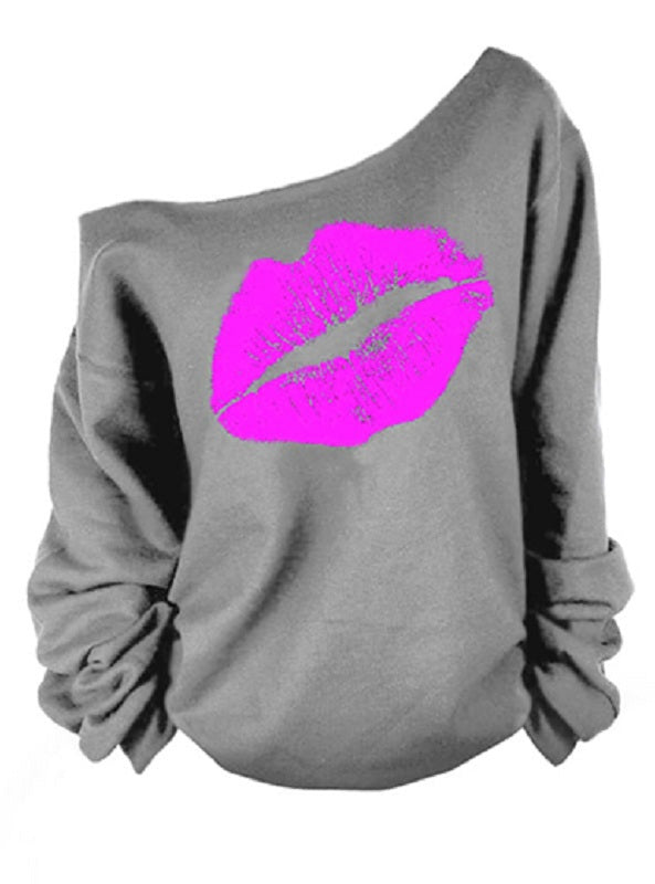 Casual Lipstick Logo Long Sleeved Sweatshirt Mssza
