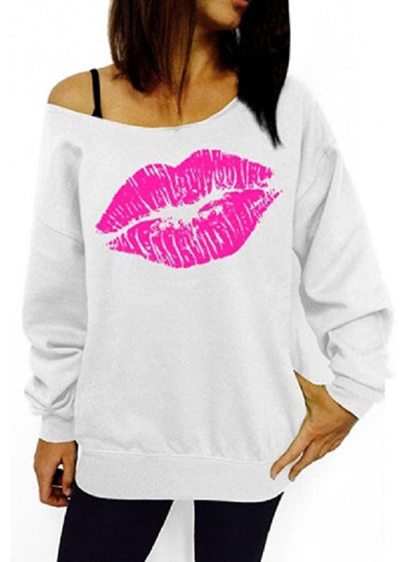 Casual Lipstick Logo Long Sleeved Sweatshirt Mssza