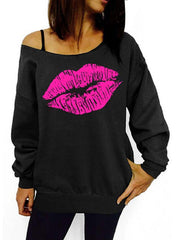 Casual Lipstick Logo Long Sleeved Sweatshirt Mssza