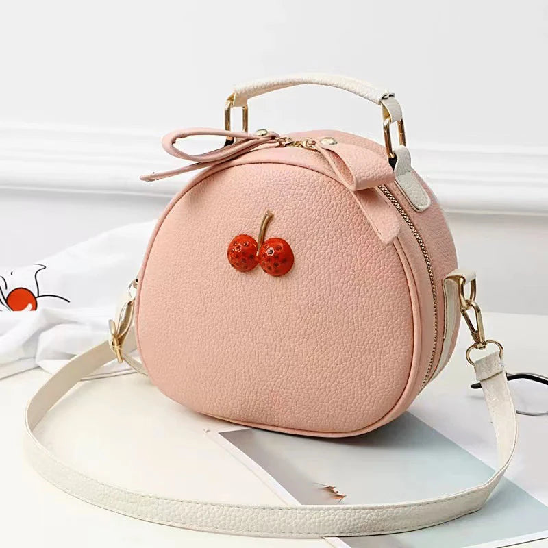 Casual Litchi Pattern Contrast Cherry Small Purse And Sling-shoulder Crossbody Handbags Mssza