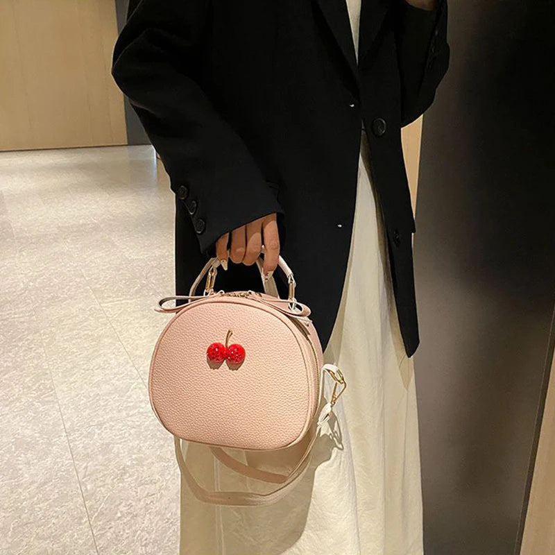 Casual Litchi Pattern Contrast Cherry Small Purse And Sling-shoulder Crossbody Handbags Mssza