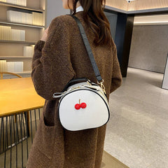 Casual Litchi Pattern Contrast Cherry Small Purse And Sling-shoulder Crossbody Handbags Mssza