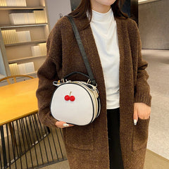 Casual Litchi Pattern Contrast Cherry Small Purse And Sling-shoulder Crossbody Handbags Mssza