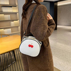 Casual Litchi Pattern Contrast Cherry Small Purse And Sling-shoulder Crossbody Handbags Mssza