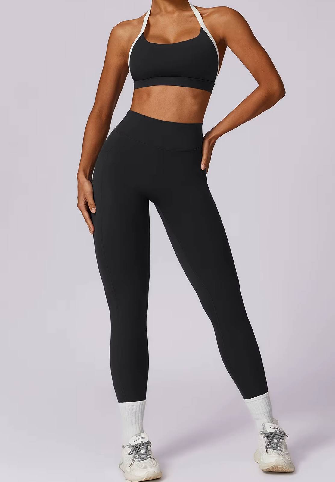 Long Sleeve Crop Top And High Waist Leggings 2 Pieces Yoga Set Sportswear Mssza