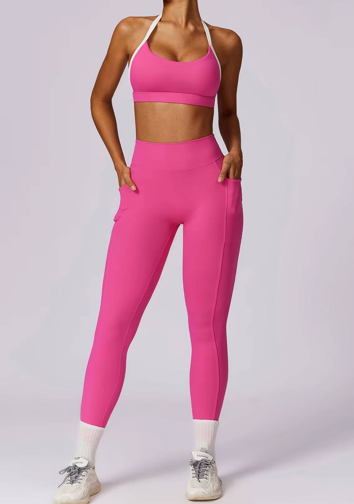 Long Sleeve Crop Top And High Waist Leggings 2 Pieces Yoga Set Sportswear Mssza