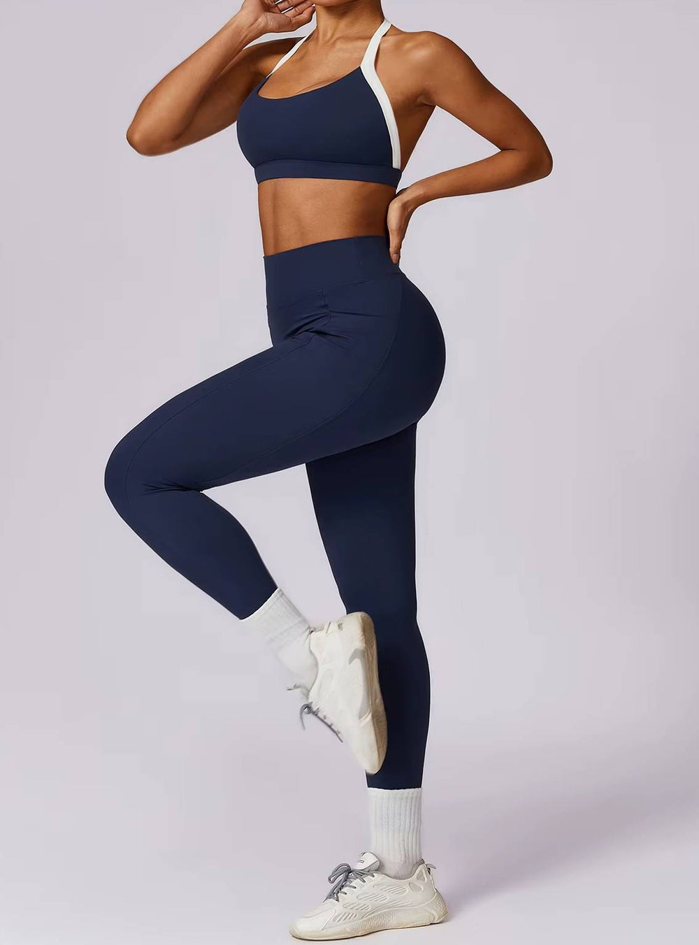 Long Sleeve Crop Top And High Waist Leggings 2 Pieces Yoga Set Sportswear Mssza