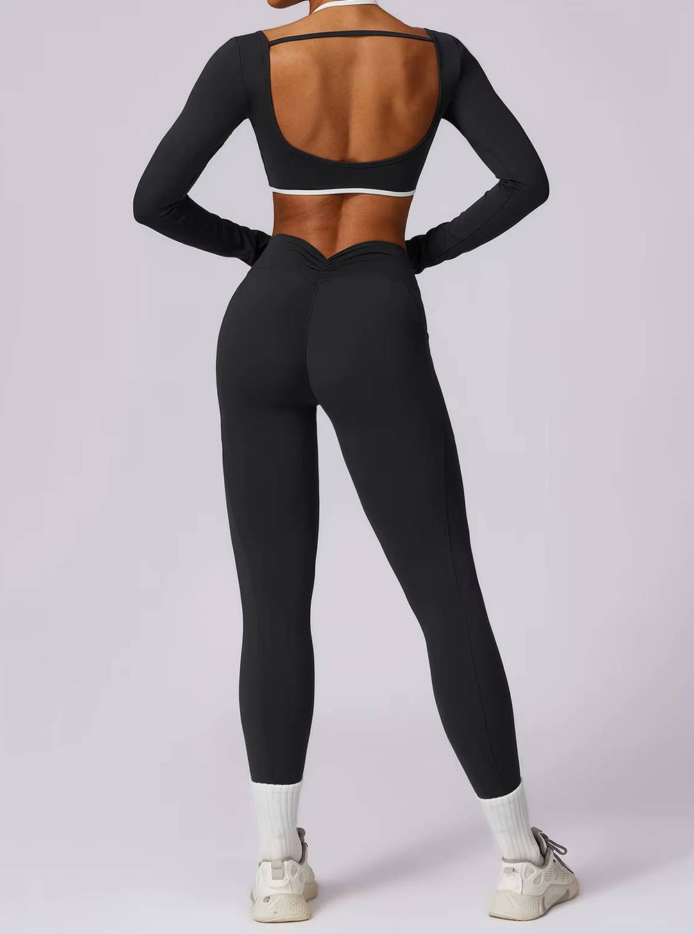 Trendy Crop Top And High Waist Leggings 2 Pieces Yoga Set Sportswear Mssza